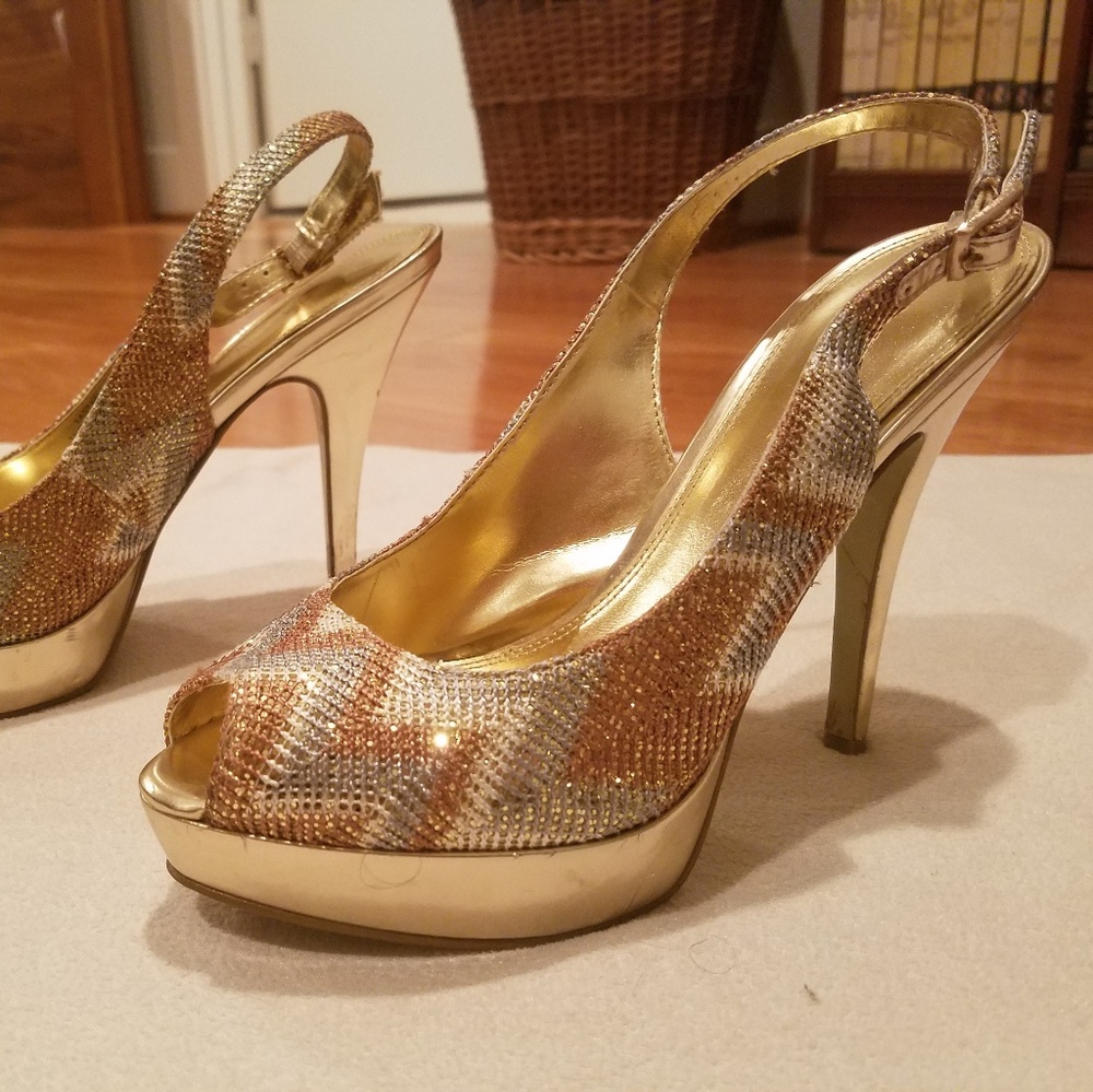 Enzo Angiolini Starlite Gold & Silver Slingbacks